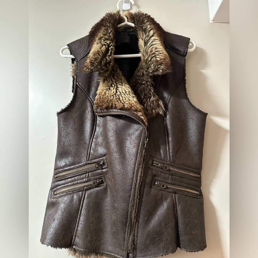 Chocolate Brown MO X Members Only Faux Fur Vest